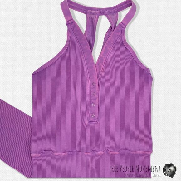 FP MOVEMENT HAPPINESS RUNS HENLEY ONESIE IN MEXICAN SAGE PURPLE M/L WORK OUT NWT - Picture 6 of 11